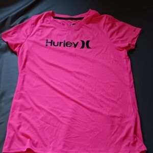 Hurley Girls Pink Short Sleeve UPF 50+ T-Shirt L (14/16)